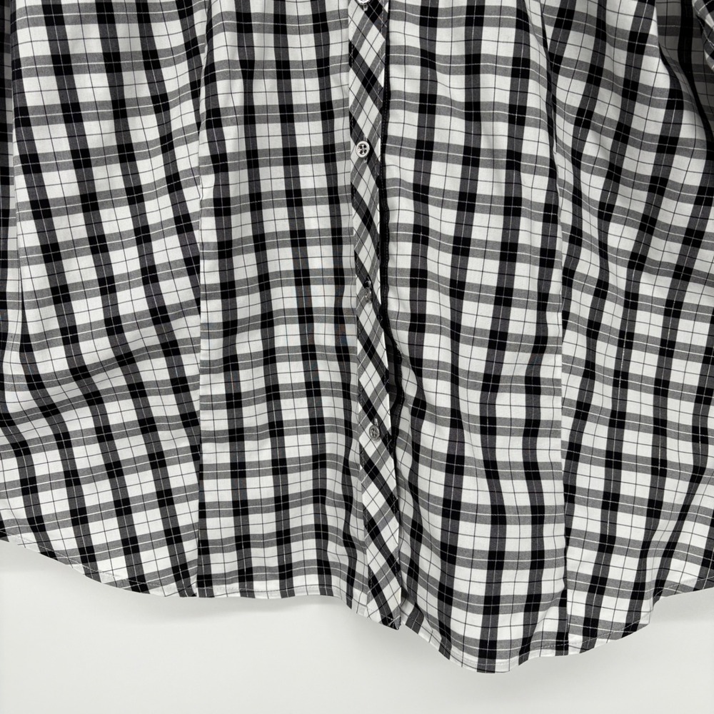 TALBOTS 20W‎ NON-IRON PERFECT SHIRT PLAZA PLAID BLACK WHITE COTTON - Picture 9 of 15